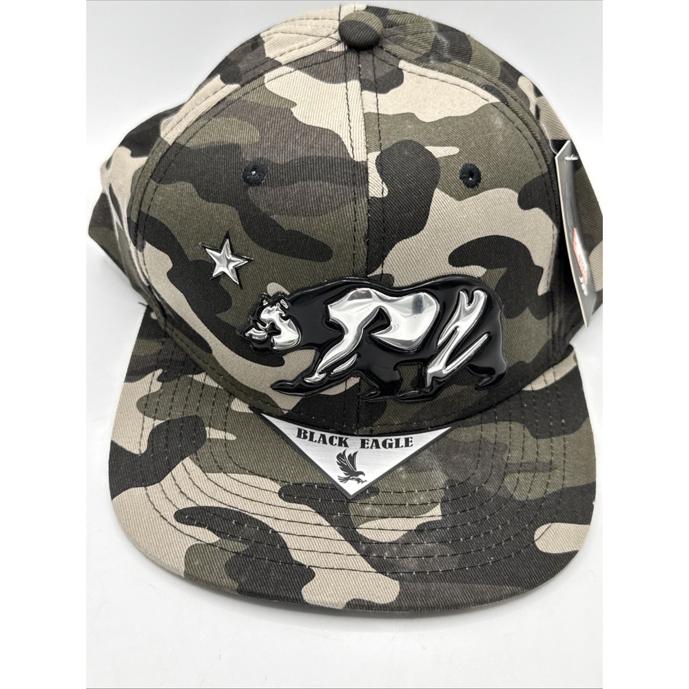 Cali Bear Black Eagle Camo‎ SnapBack Cap NWT